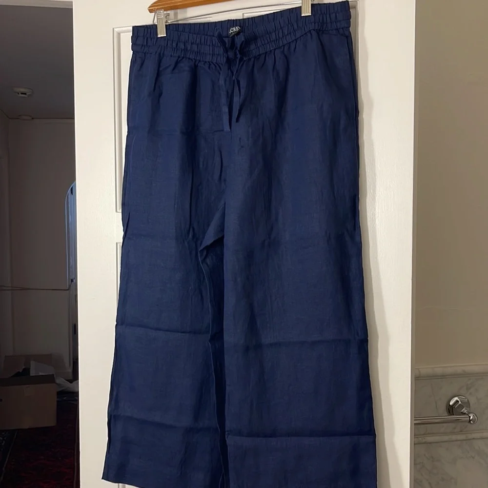 J.Crew Navy Linen Wide-leg seaside pant BO810